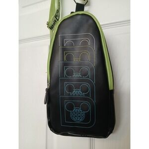 Disney Parks Walt Disney World Sling Bag Backpack Black Neon Green Strap